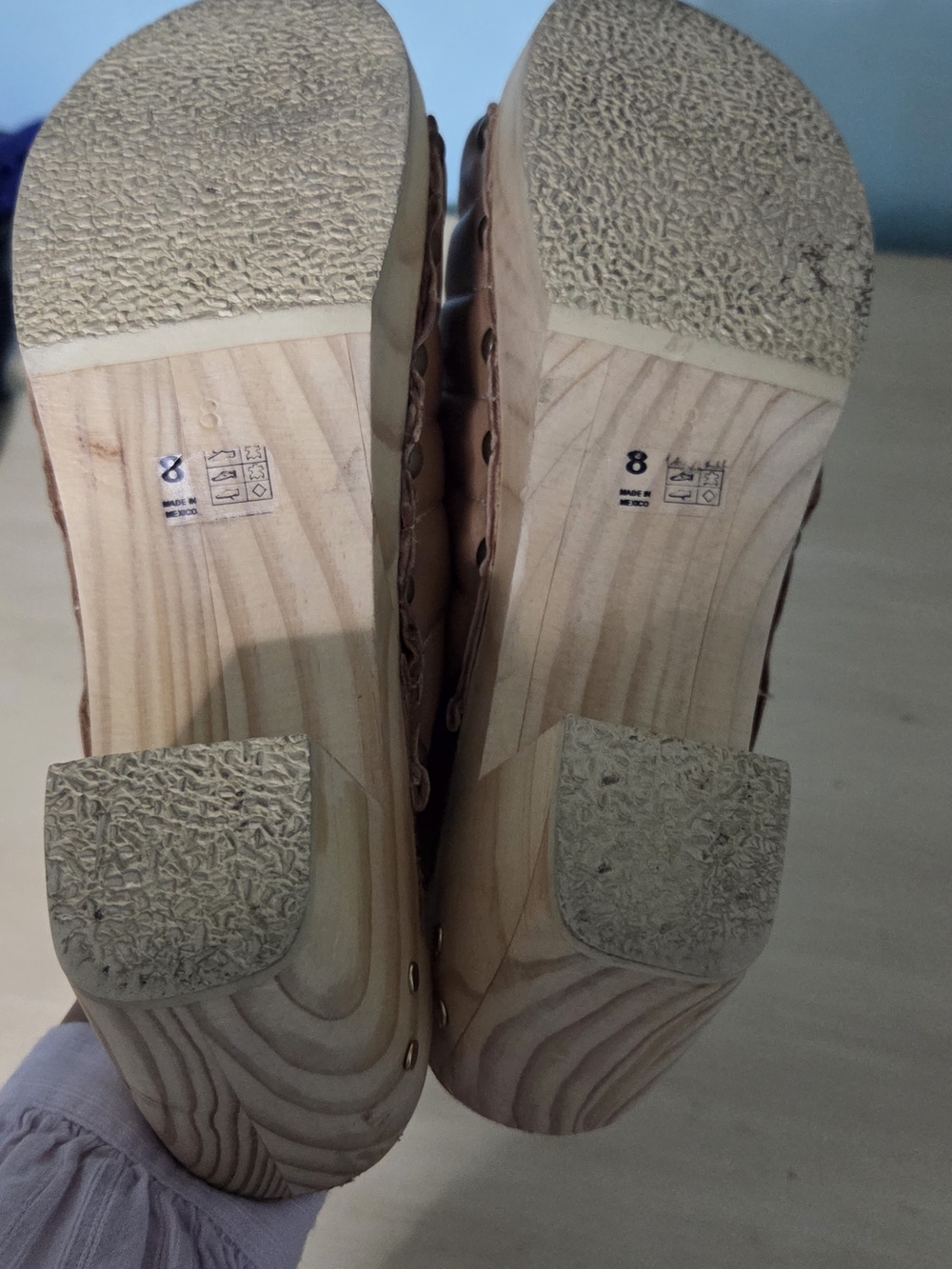 beek Quilted Tan Leather Clog Mules with Stud Accents - Picture 7 of 11